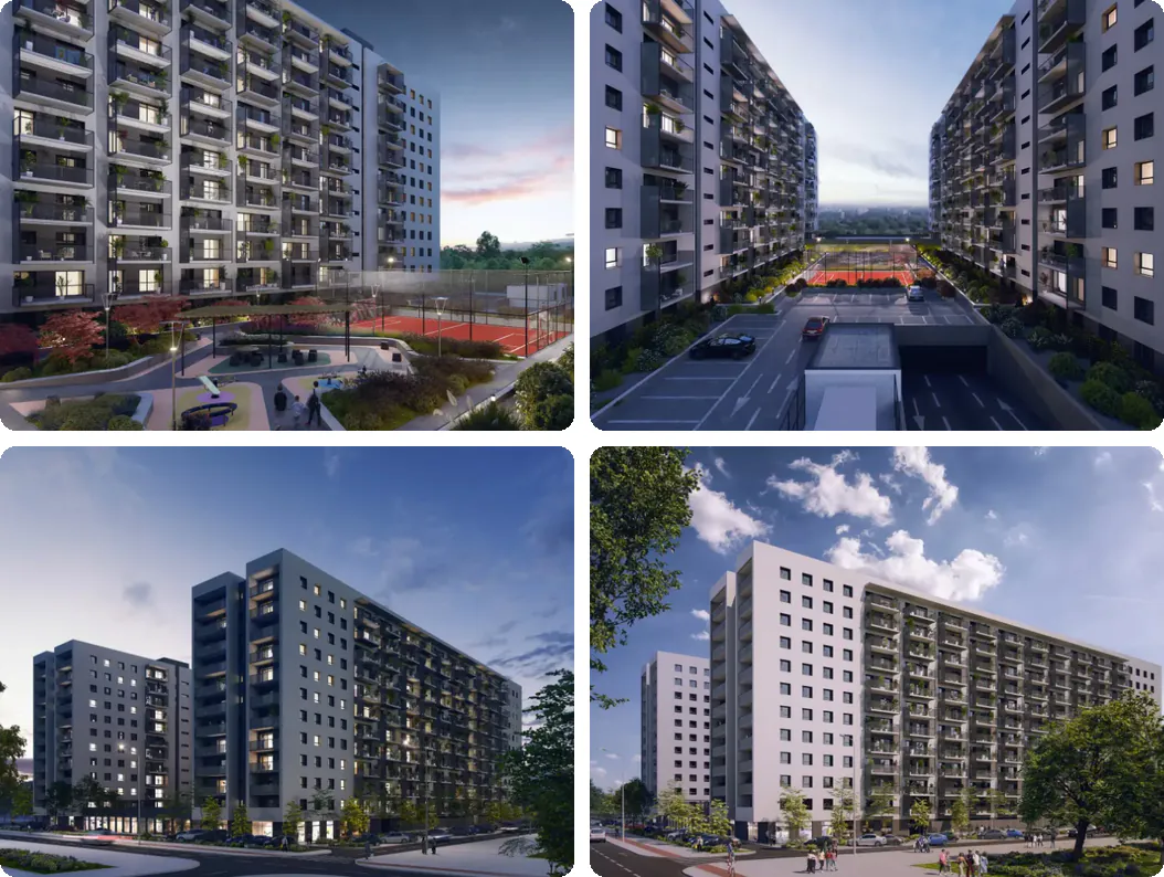 Exterior renders of Aurora Residences in the configurator gallery