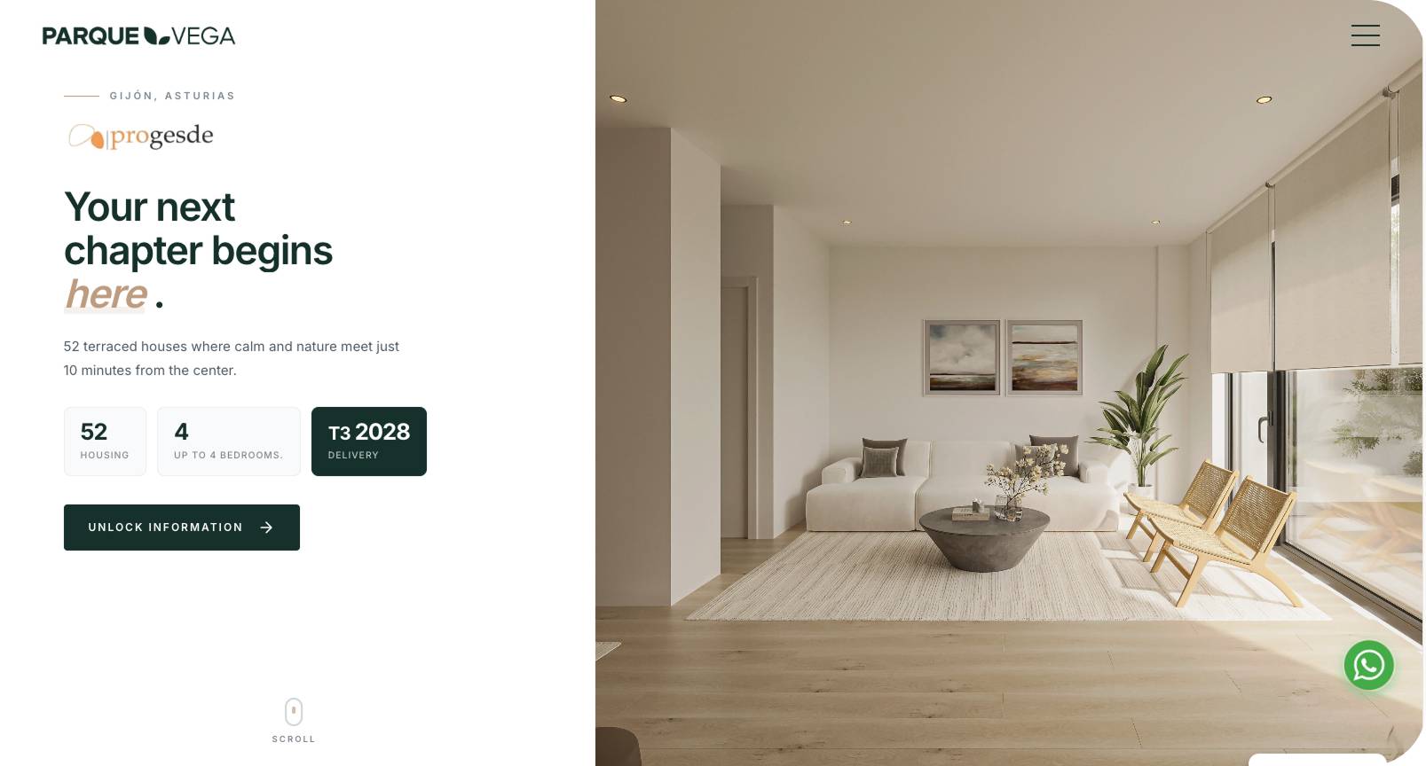 Presentación del proyecto inmobiliario Parque Vega con detalles de entrega para 2028